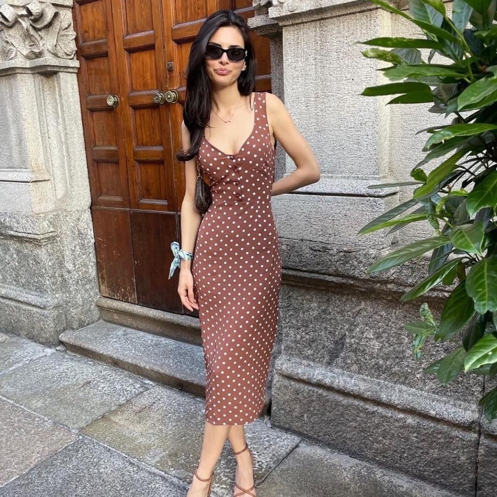 COPY - ROUJE Naomi dress in pois marron new with tags